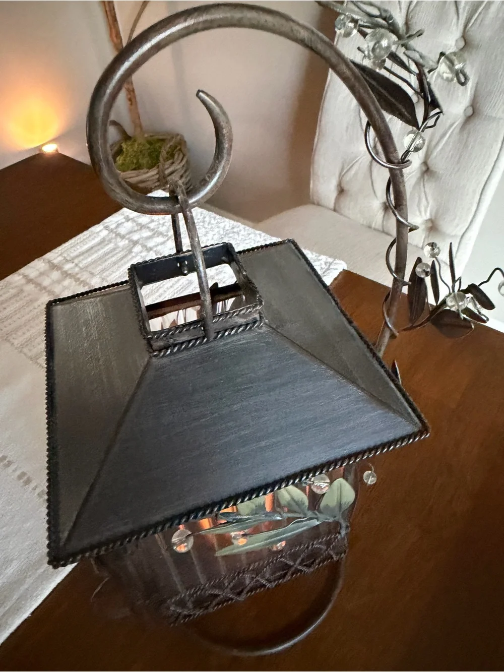 Vintage PartyLite Metal Ivy Leaf Candle Lantern